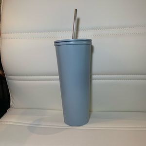 Brand New Powder Blue Stainless Steel Tumbler with Straw.